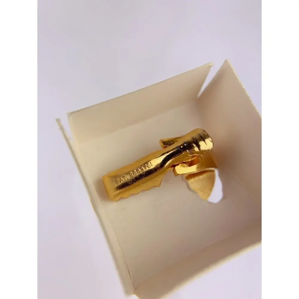 Eagle Feather & Sun Tie Clip Bar Lapel Gold Tone Gilt NIB Vintage K1
